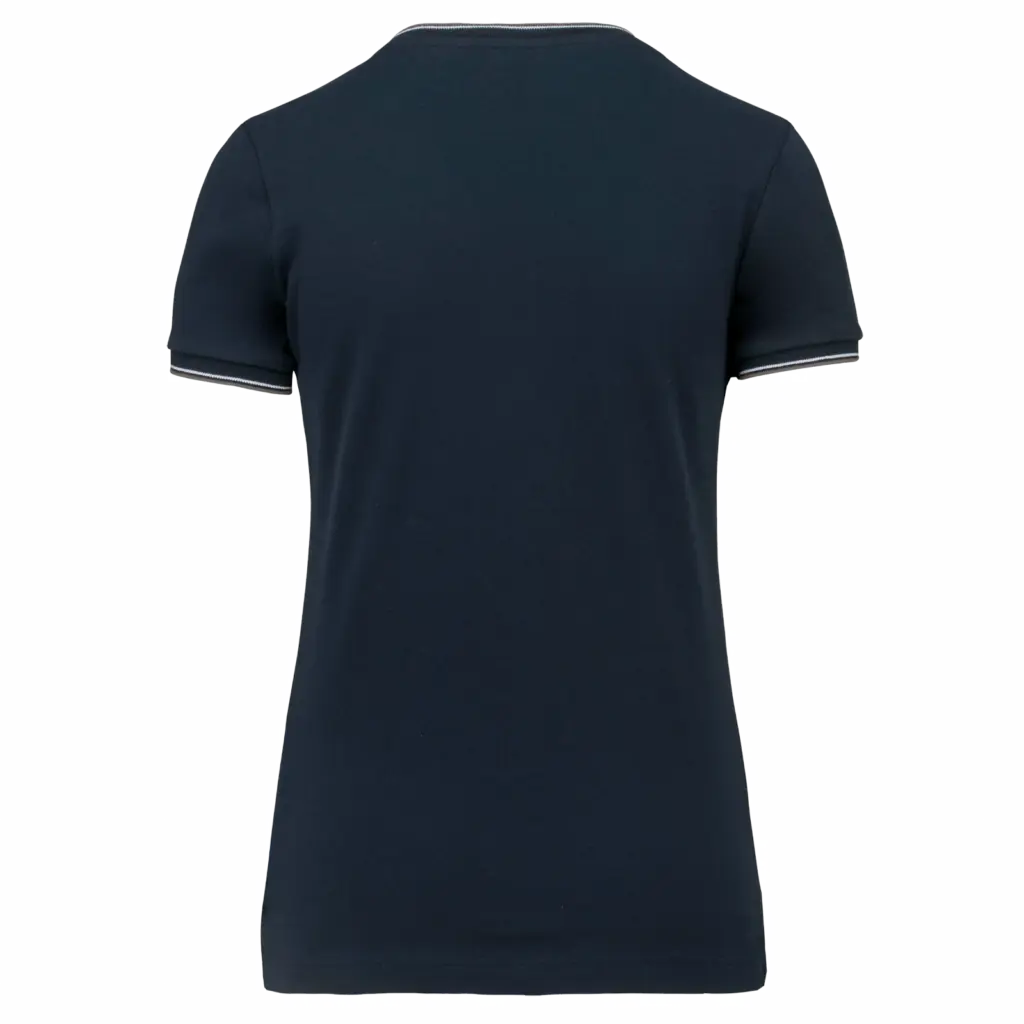 Dames-T-shirt piqué V-hals, navy / light grey / white — productfoto 12