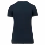 Dames-T-shirt piqué V-hals, navy / light grey / white — productfoto 12