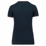 Dames-T-shirt piqué V-hals, navy / red / white — productfoto 15