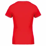 Dames-T-shirt piqué V-hals, red / navy / white — productfoto 21