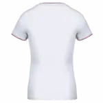 Dames-T-shirt piqué V-hals, white / navy / red — productfoto 24