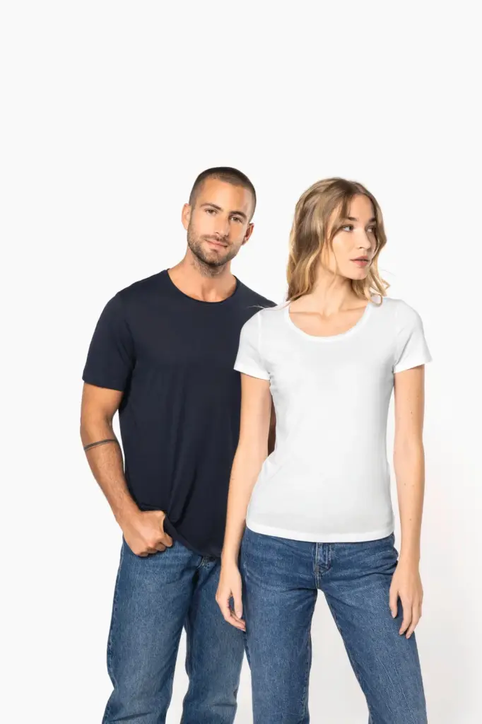 Bio T-shirt kraag met onafgewerkte rand korte mouwen — productfoto 8