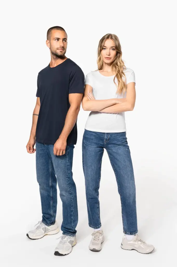 Bio T-shirt kraag met onafgewerkte rand korte mouwen — productfoto 10