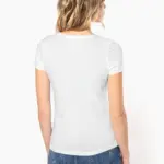 Bio dames-T-shirt kraag met onafgewerkte rand korte mouwen — productfoto 2