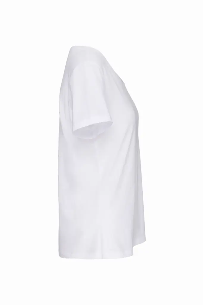 Bio dames-T-shirt kraag met onafgewerkte rand korte mouwen, white — productfoto 8