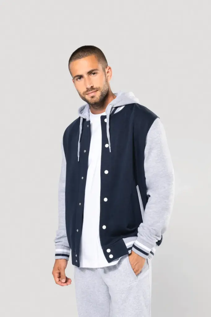 College jacket met capuchon unisex — productfoto 2