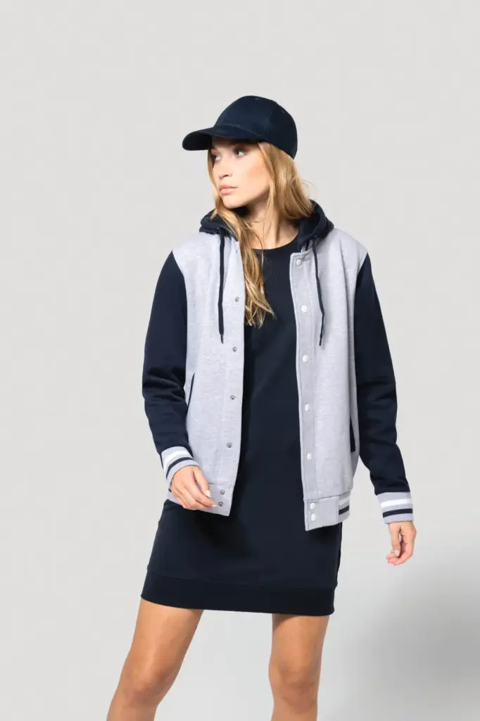 College jacket met capuchon unisex — productfoto 8