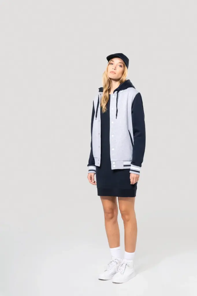 College jacket met capuchon unisex — productfoto 9