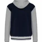 College jacket met capuchon unisex, navy / oxford grey / white — productfoto 17