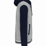 College jacket met capuchon unisex, oxford grey / navy / white — productfoto 18