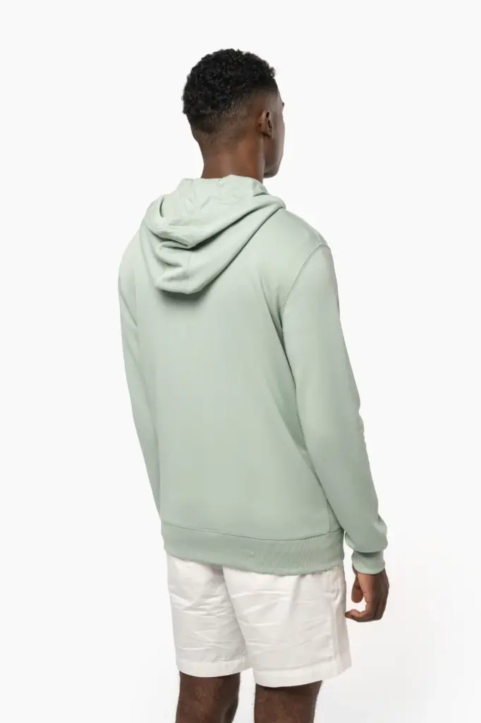 Ecologisch uniseks sweatvest met capuchon — productfoto 3