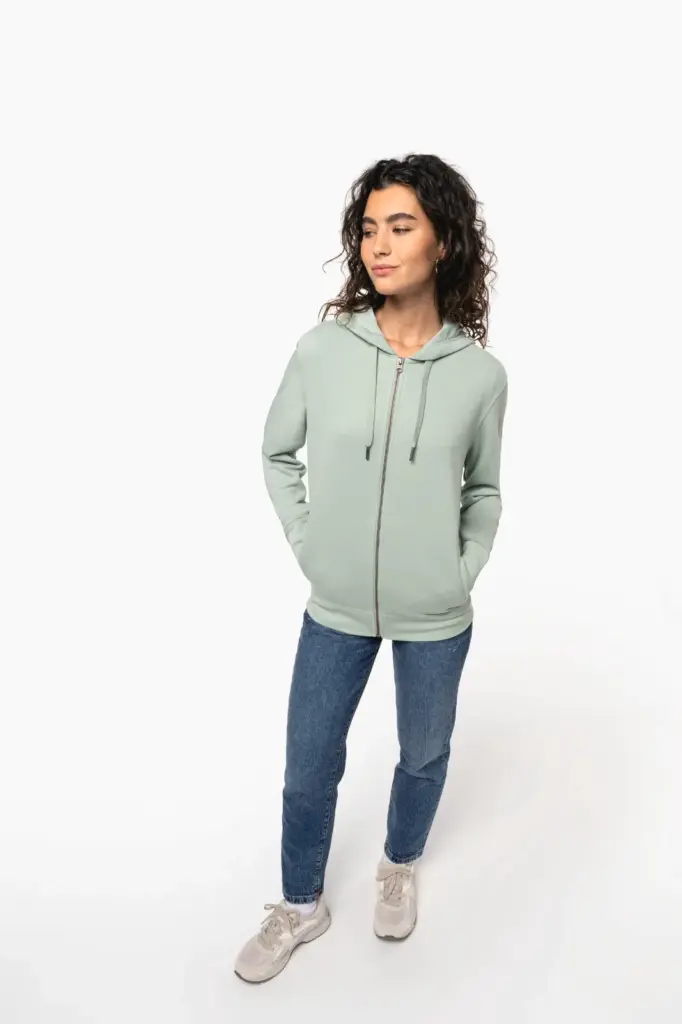 Ecologisch uniseks sweatvest met capuchon — productfoto 10