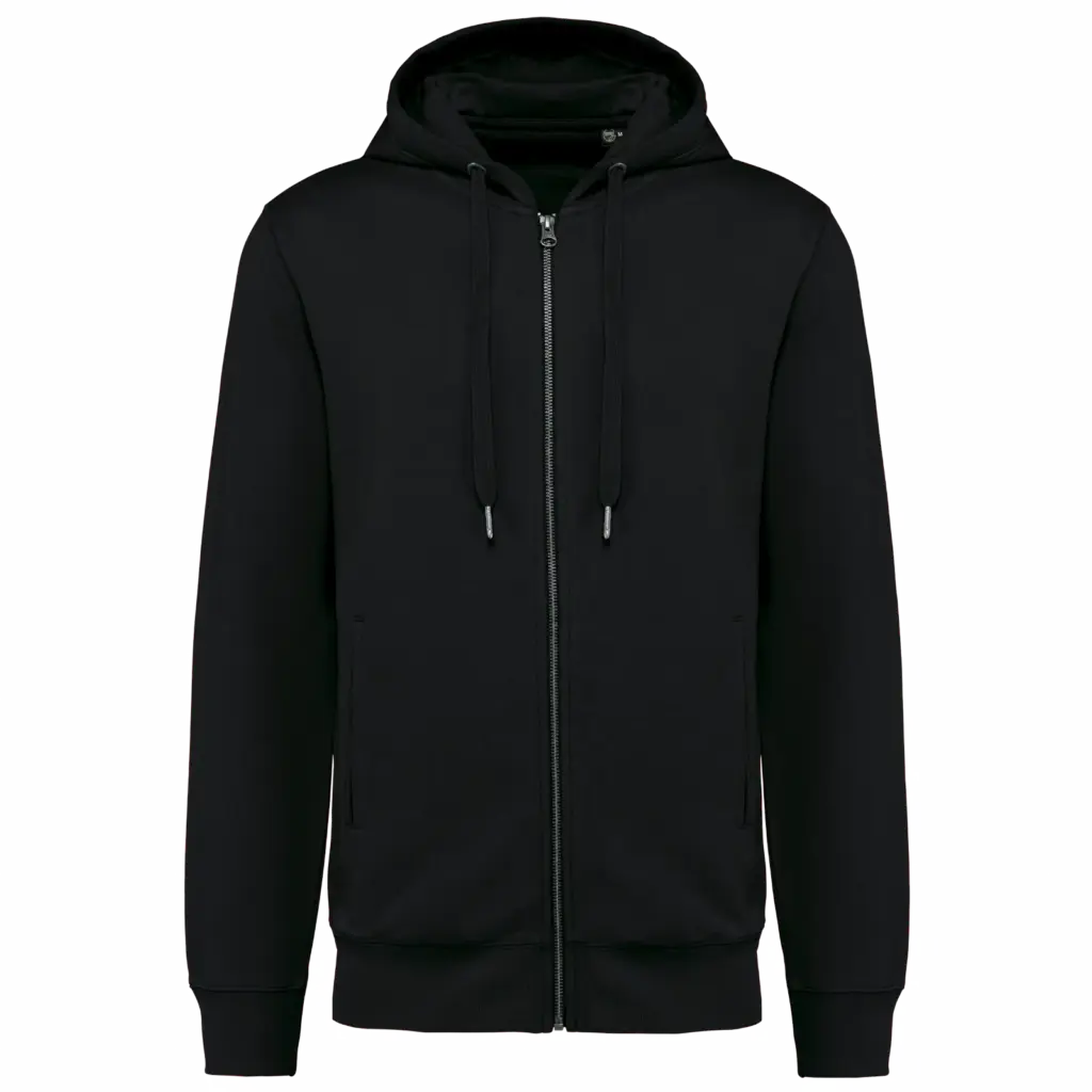 Ecologisch uniseks sweatvest met capuchon, black — productfoto 13