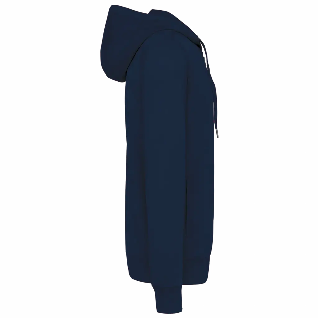Ecologisch uniseks sweatvest met capuchon, navy — productfoto 15