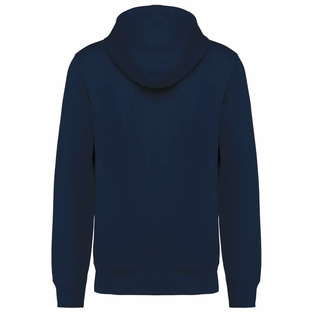 Ecologisch uniseks sweatvest met capuchon, navy — productfoto 17