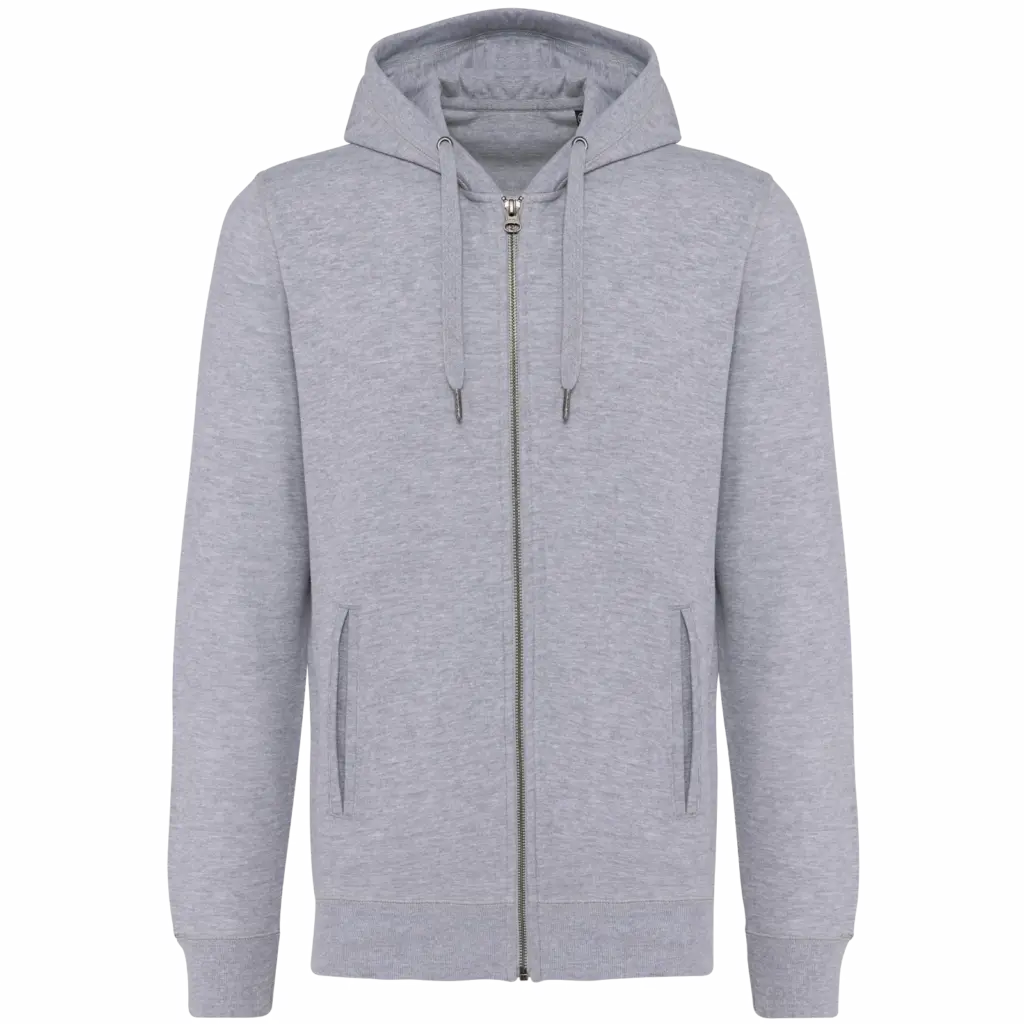 Ecologisch uniseks sweatvest met capuchon, oxford grey — productfoto 18