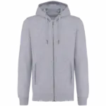 Ecologisch uniseks sweatvest met capuchon, oxford grey — productfoto 18