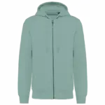 Ecologisch uniseks sweatvest met capuchon, sage — productfoto 20