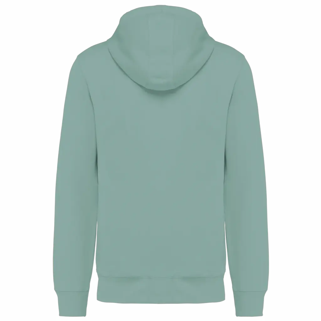Ecologisch uniseks sweatvest met capuchon, sage — productfoto 21