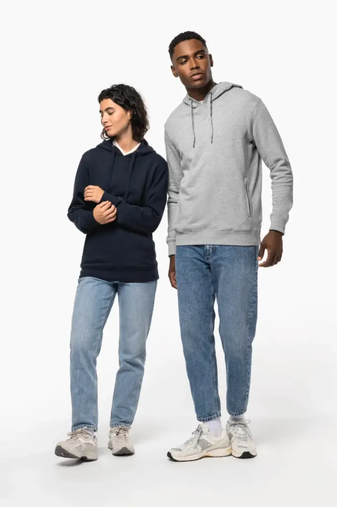 Ecologische uniseks sweater met capuchon — productfoto 10