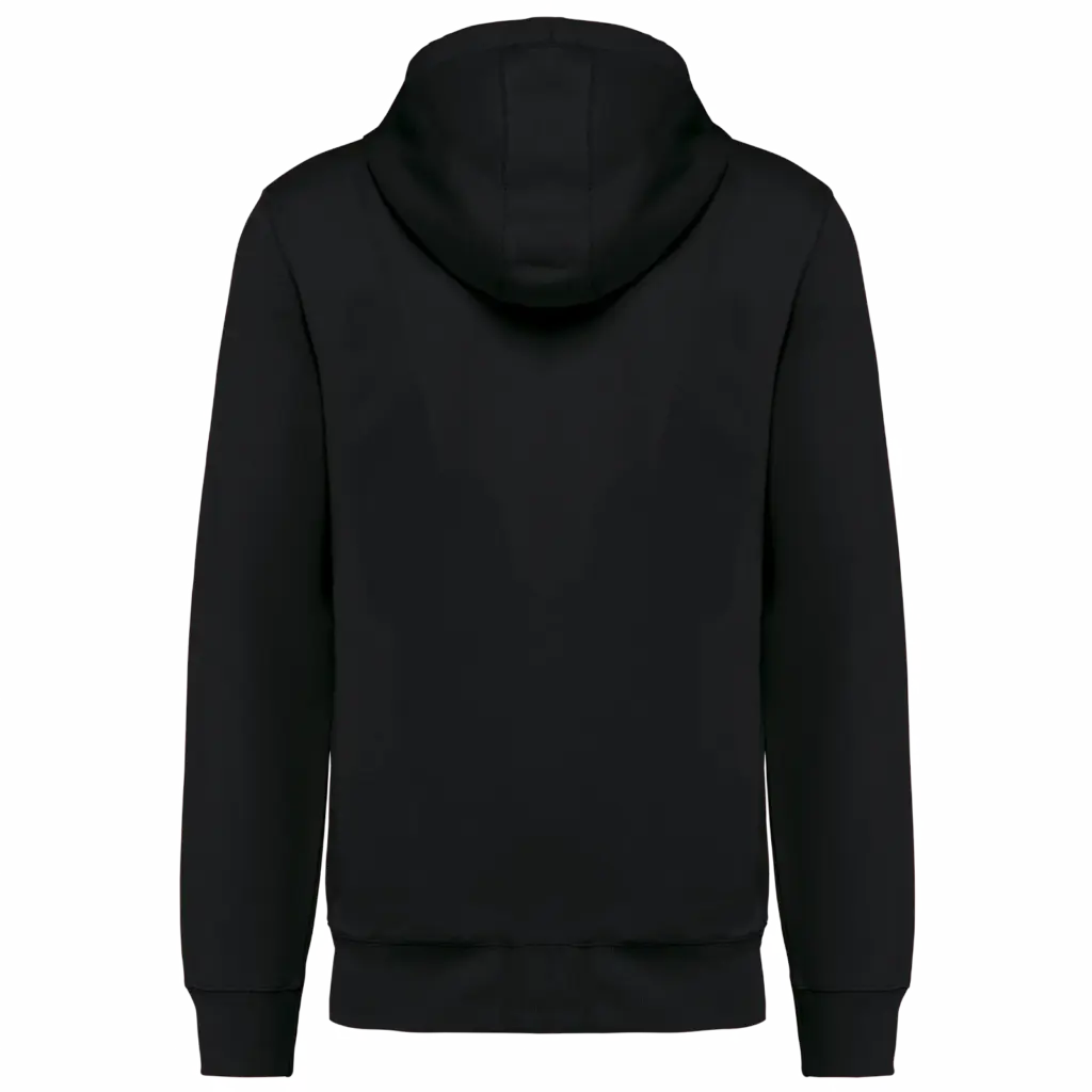 Ecologische uniseks sweater met capuchon, black — productfoto 17