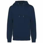 Ecologische uniseks sweater met capuchon, navy — productfoto 19