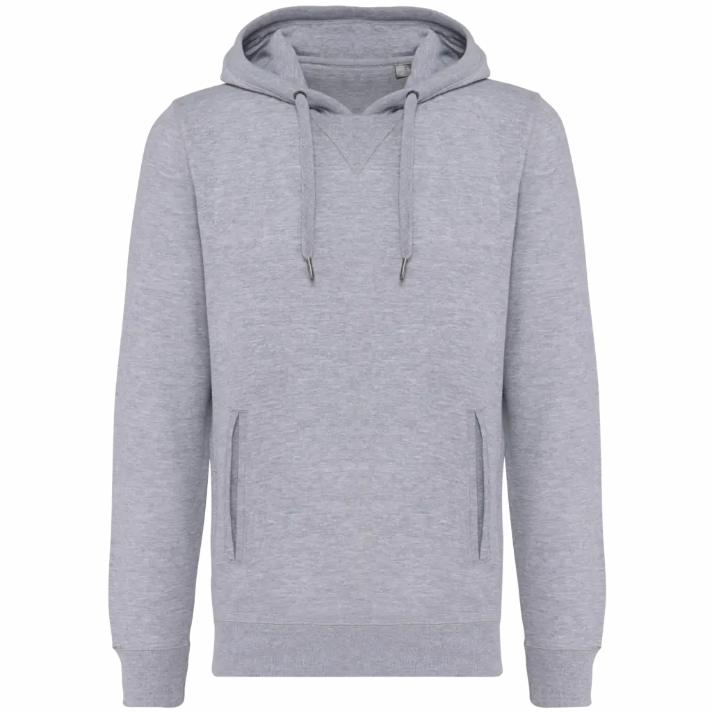 Ecologische uniseks sweater met capuchon, oxford grey — productfoto 22