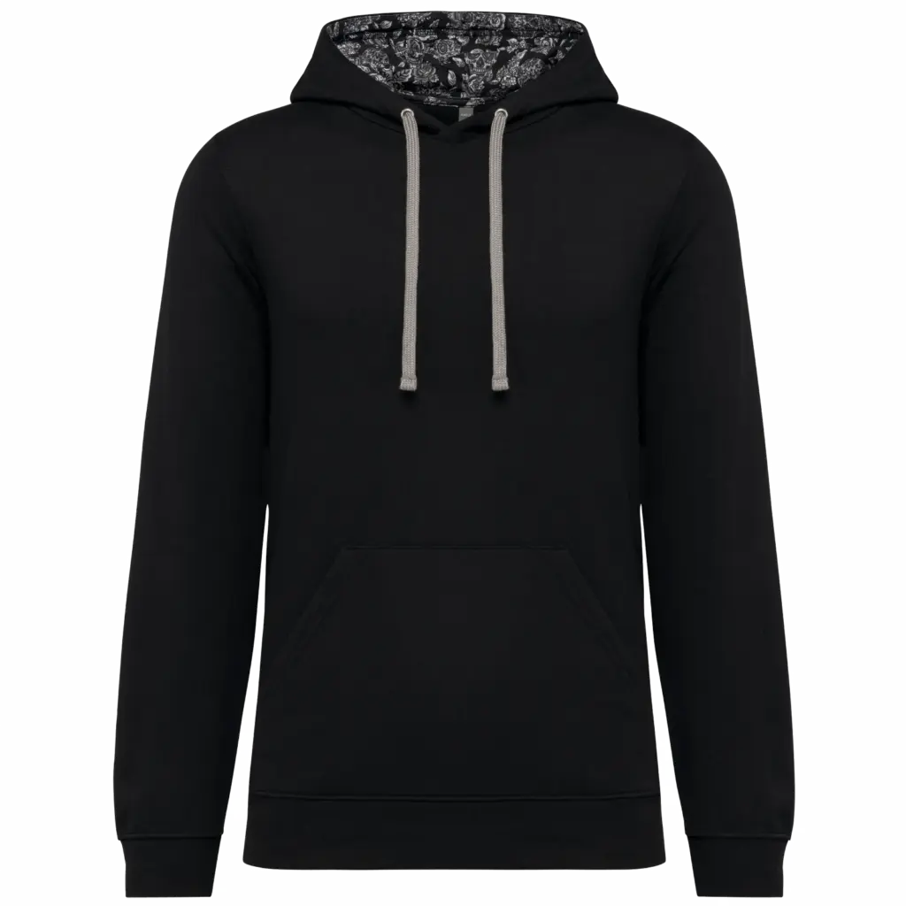 PS_K4013_BLACK-MEXICANSKULL - Hidalgo Unisex sweater met capuchon met contrasterend motief, black / mexican skull — productfoto 15