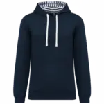 PS_K4013_NAVY-MARINIERE - Hidalgo Unisex sweater met capuchon met contrasterend motief, navy / mariniere — productfoto 18