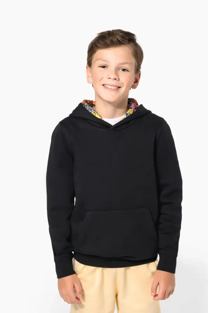 Sweater met contrasterende capuchon met motief — productfoto 4