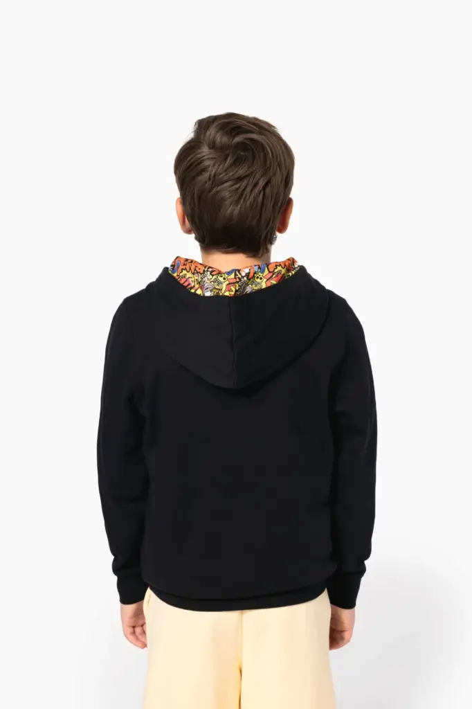 Sweater met contrasterende capuchon met motief — productfoto 5