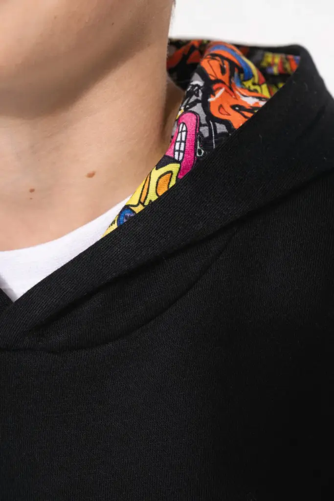 Sweater met contrasterende capuchon met motief — productfoto 8