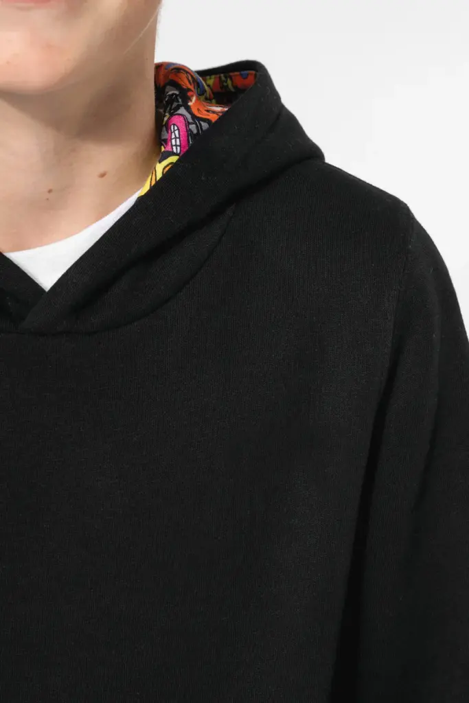 Sweater met contrasterende capuchon met motief — productfoto 9