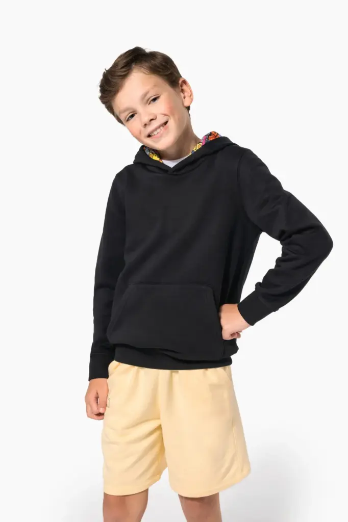 Sweater met contrasterende capuchon met motief — productfoto 17