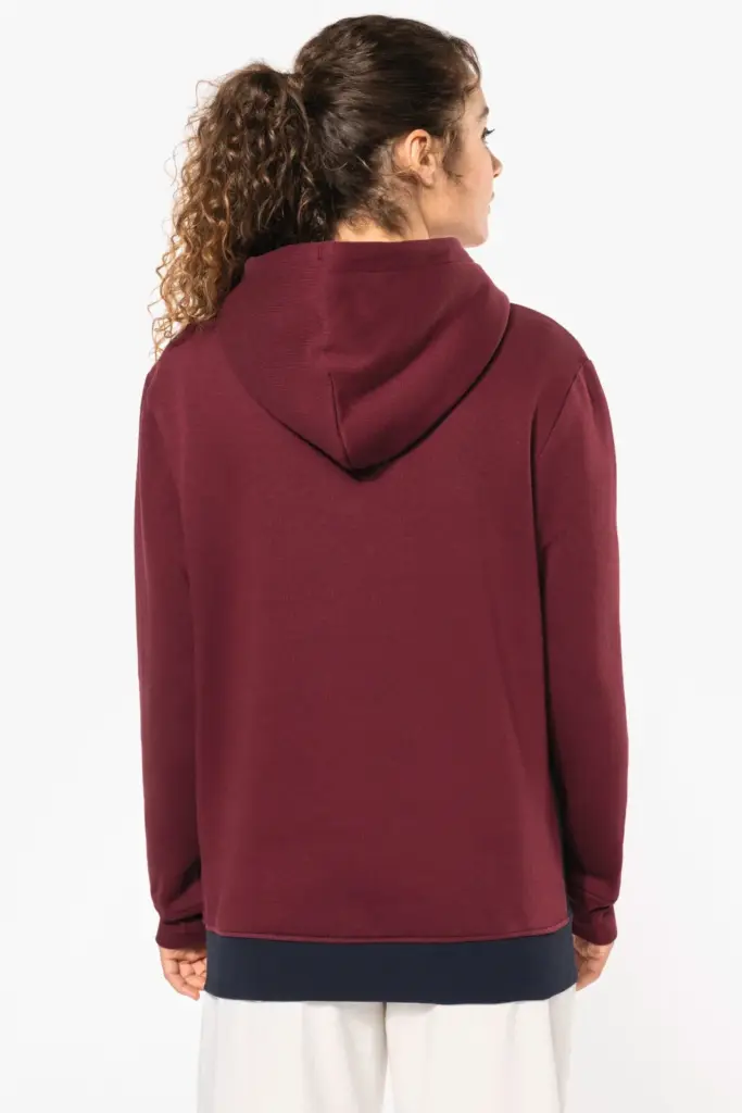 Driekleurige unisex sweater met capuchon — productfoto 3