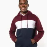 Driekleurige unisex sweater met capuchon — productfoto 4