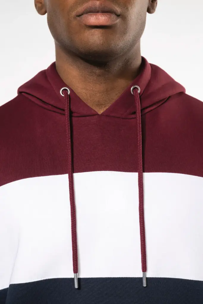 Driekleurige unisex sweater met capuchon — productfoto 6