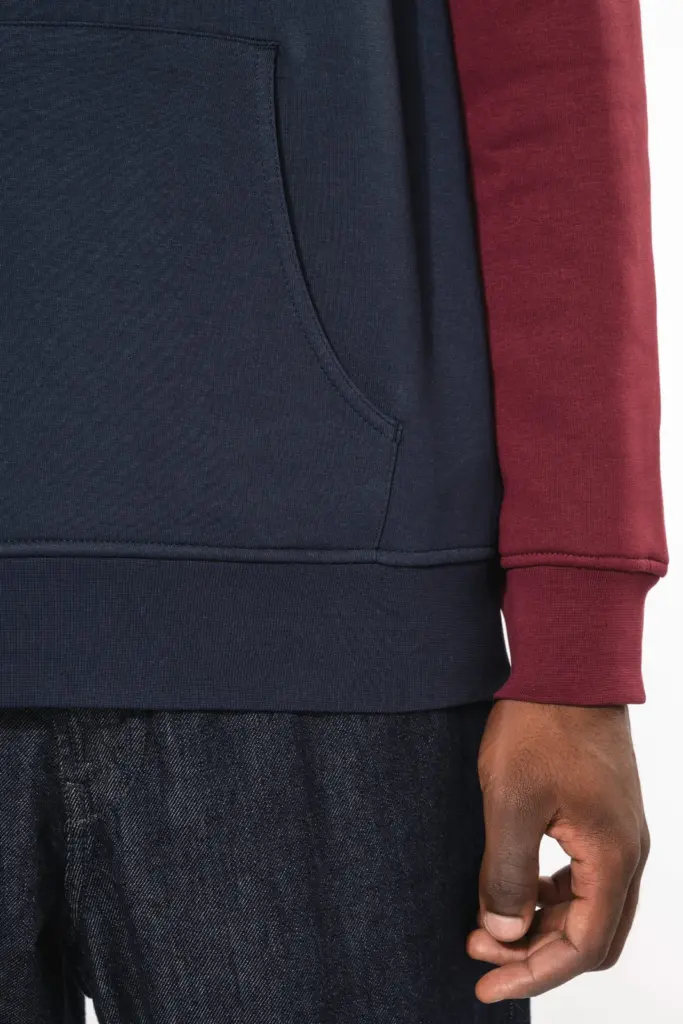 Driekleurige unisex sweater met capuchon — productfoto 8