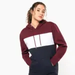 Driekleurige unisex sweater met capuchon — productfoto 11