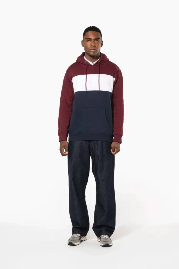 Driekleurige unisex sweater met capuchon — productfoto 13