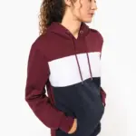 Driekleurige unisex sweater met capuchon — productfoto 18