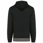 Driekleurige unisex sweater met capuchon, black / white / basalt grey — productfoto 22