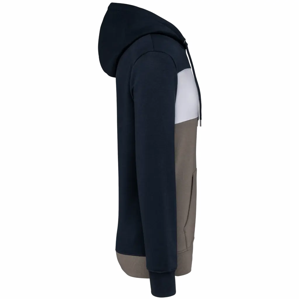 Driekleurige unisex sweater met capuchon, navy / white / basalt grey — productfoto 23