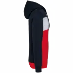 Driekleurige unisex sweater met capuchon, navy / white / red — productfoto 26