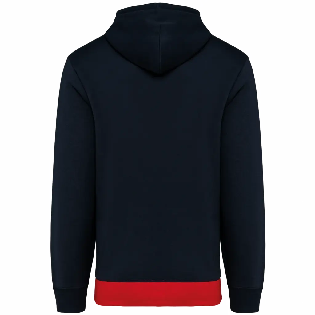 Driekleurige unisex sweater met capuchon, navy / white / red — productfoto 28