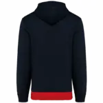 Driekleurige unisex sweater met capuchon, navy / white / red — productfoto 28