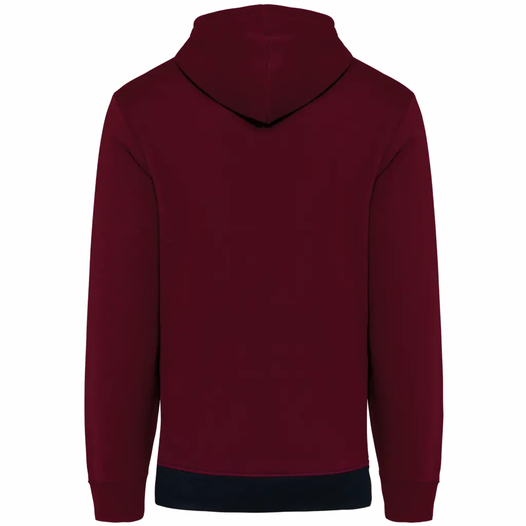 Driekleurige unisex sweater met capuchon, wine / white / navy — productfoto 31