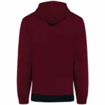 Driekleurige unisex sweater met capuchon, wine / white / navy — productfoto 31