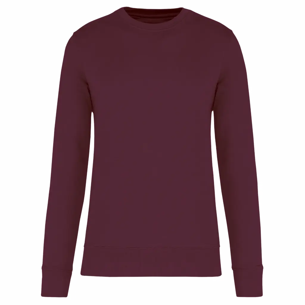 Ecologische kindersweater met ronde hals, wine — productfoto 36