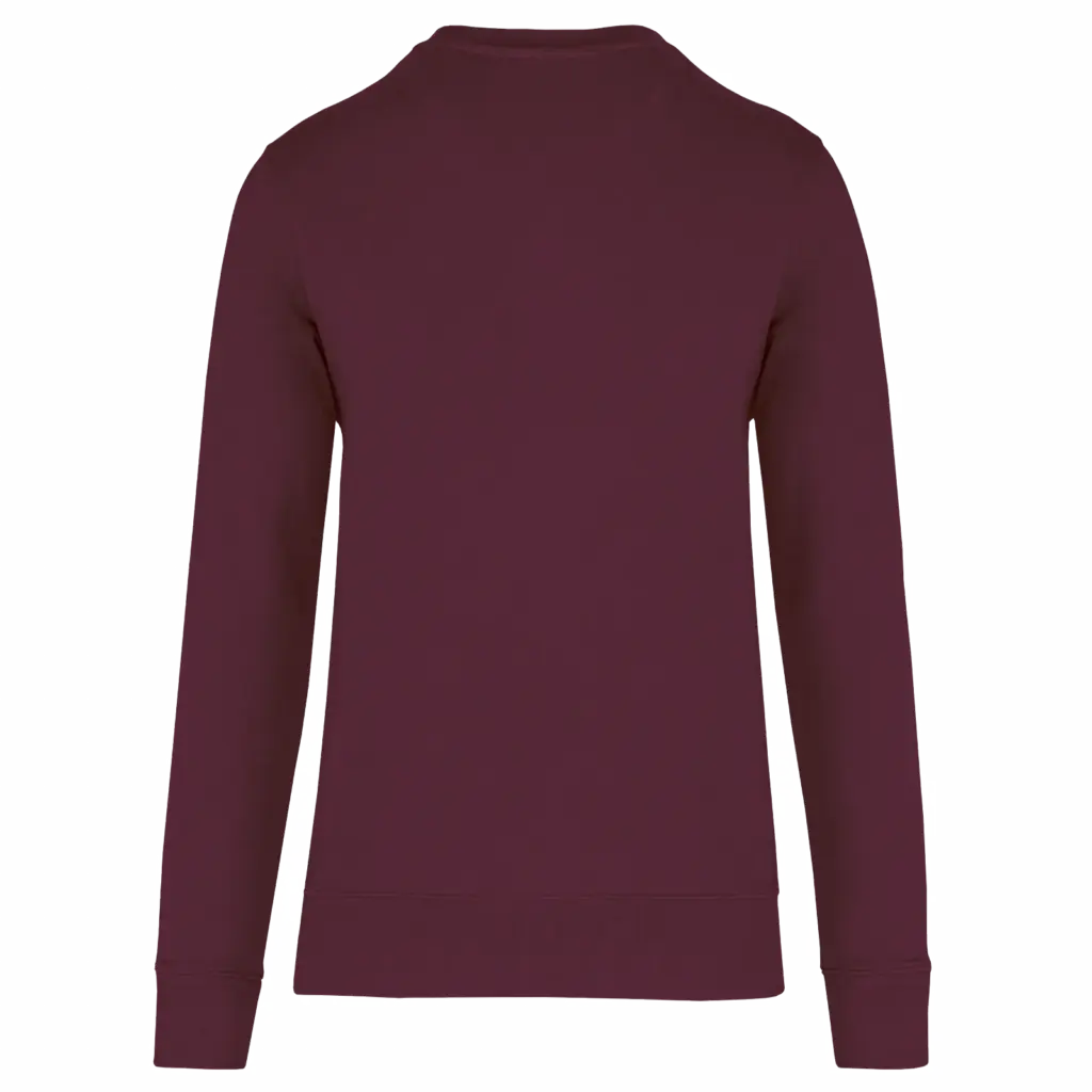 Ecologische kindersweater met ronde hals, wine — productfoto 37